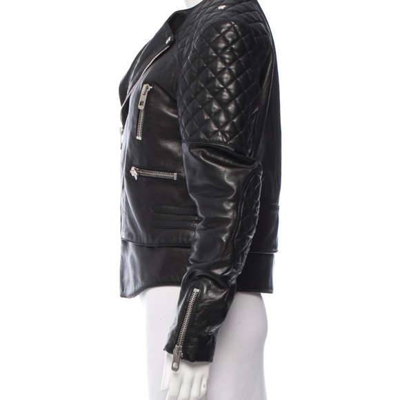 Balenciaga Black Leather Moto Quilted Jacket - Picture 2 of 12